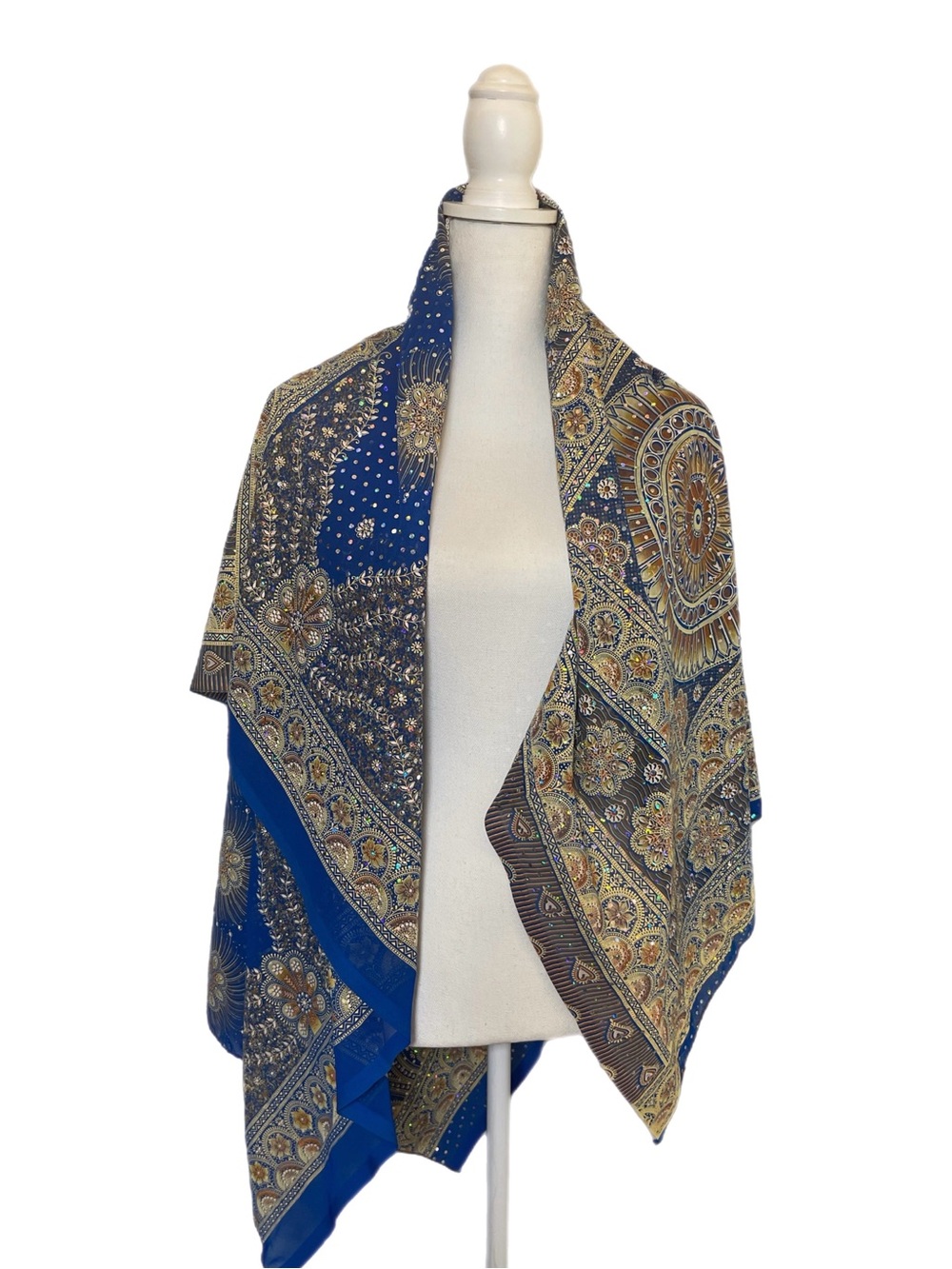 Vintage Paisley Print Rhinestone BOHO/Festival Scarf